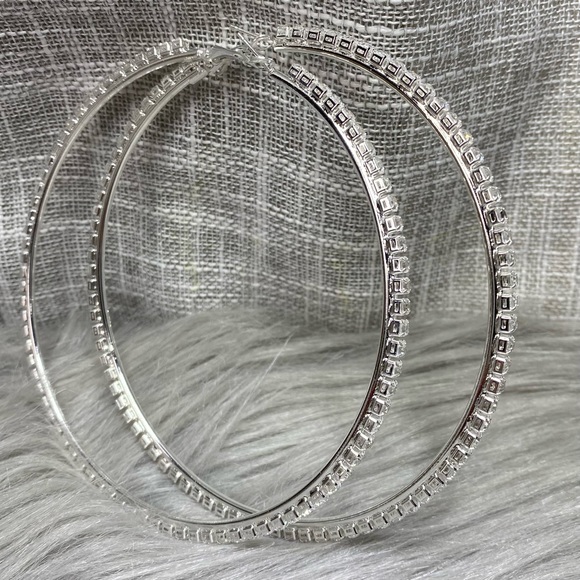 Big Hoop Crystal Earrings - Picture 12 of 13